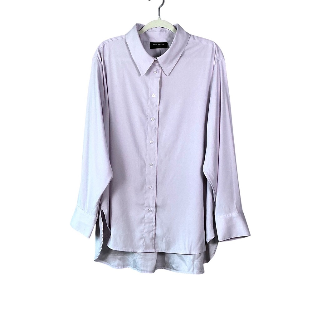 Lane Bryant Womens No-Peek Button Down Shirt Lavender Plus Size 18/20 NEW